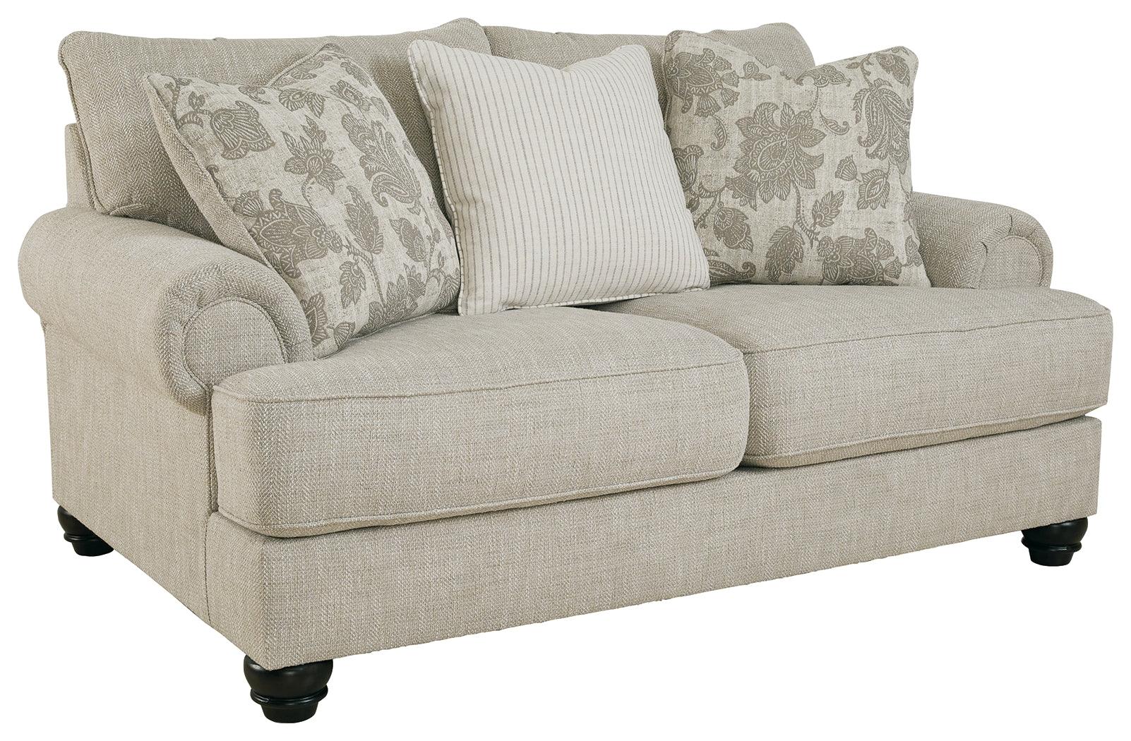 Asanti Fog Chenille Loveseat head-on view