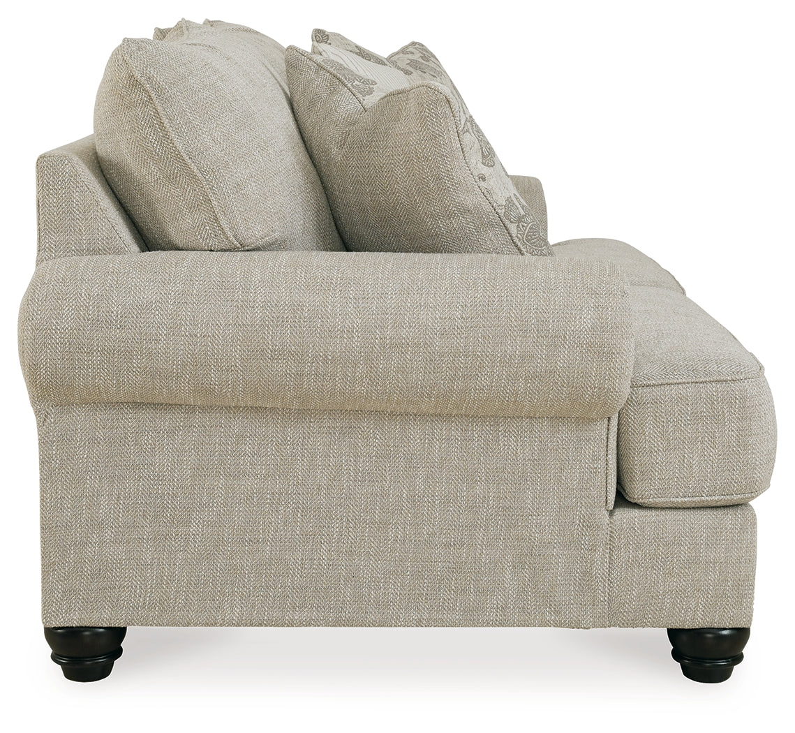 side detail of Asanti Fog Sofa arm and cushions