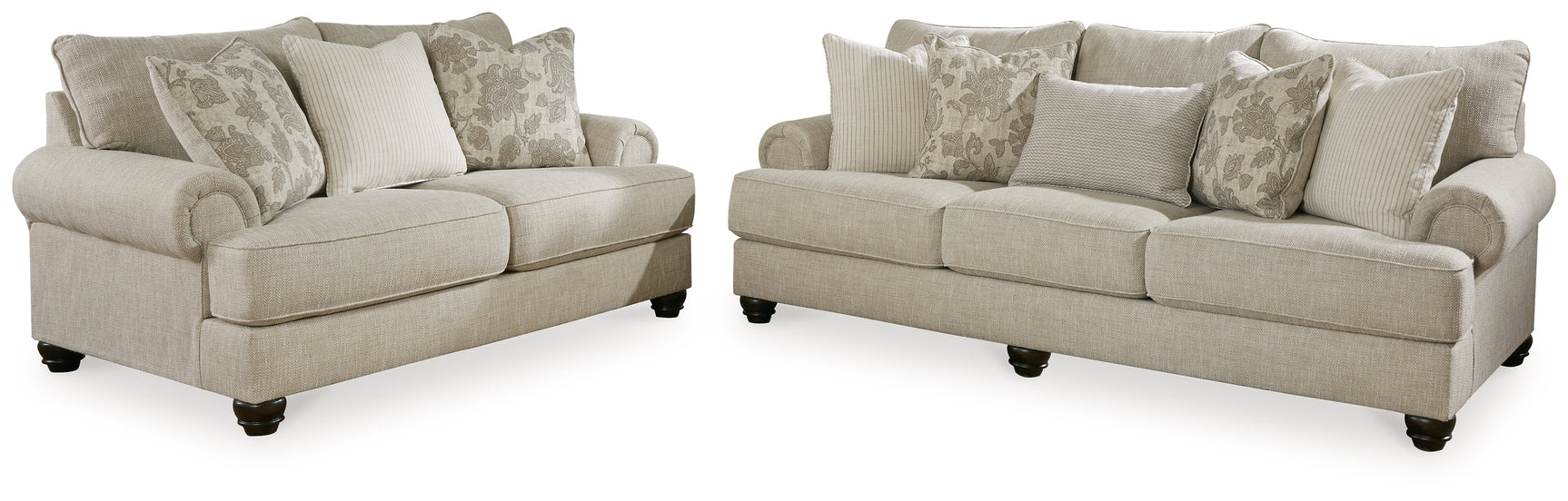 side view of Asanti Fog Sofa and Loveseat furniture set
