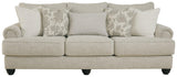 Close-up of Asanti Sofa chenille fabric and featherblend pillows