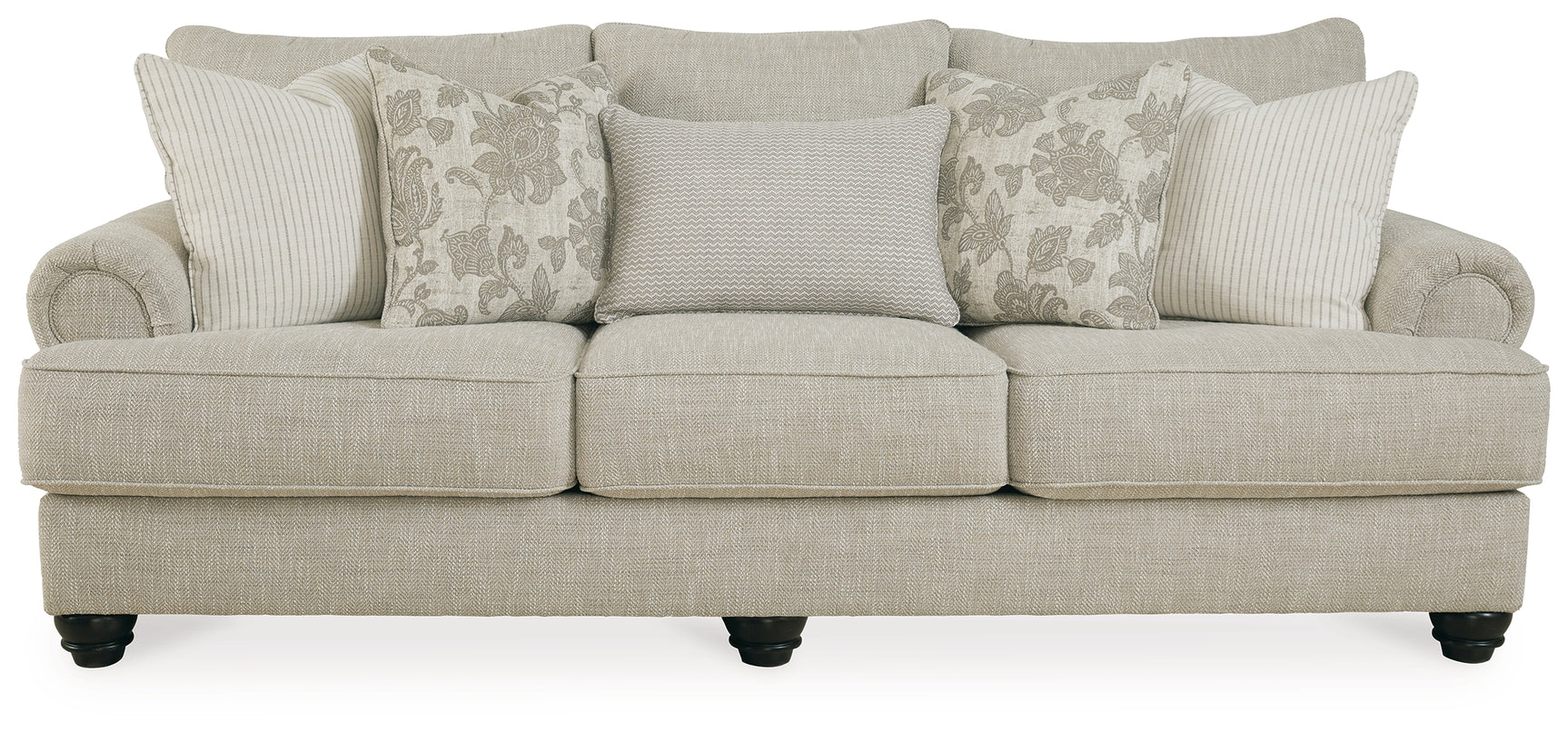 detail view of Asanti Fog Sofa and Loveseat upholstery and design