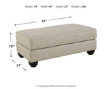 Asanti Fog Chenille Ottoman dimension drawing with measurements