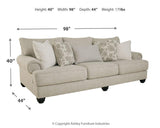 Dimension diagram of Asanti Fog Chenille Sofa
