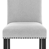 Detail of dining chair upholstery and frame