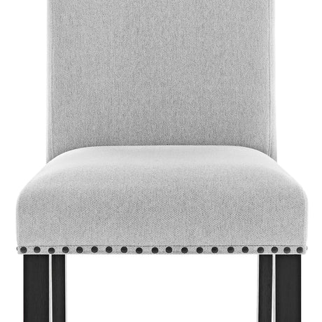 Detail of dining chair upholstery and frame