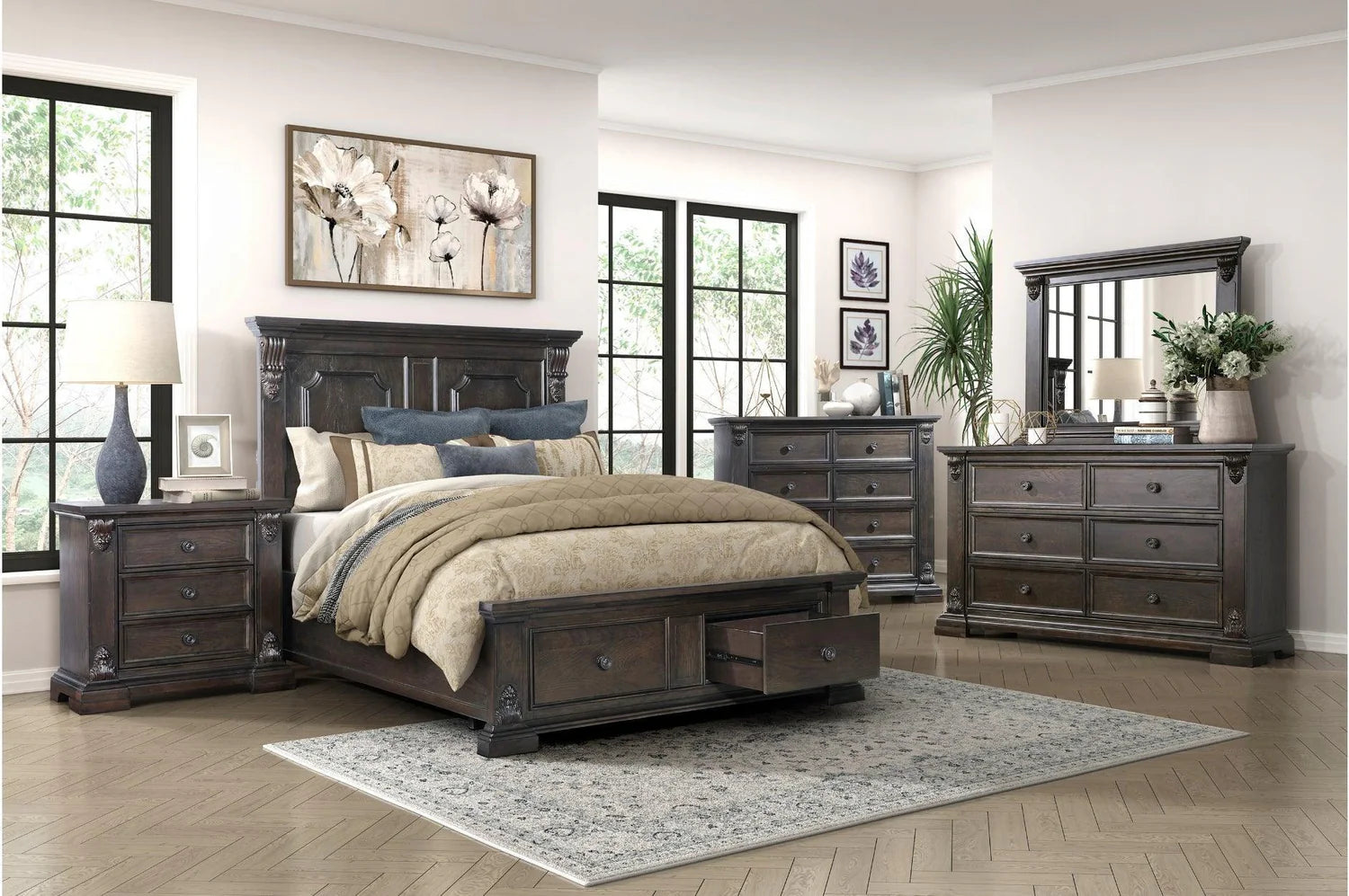 Cornwall Espresso Storage Platform Bedroom Set