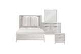 Florence Antique White Upholstered LED Panel Bed main view