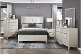 Florence Antique White Upholstered LED Panel Bed main view