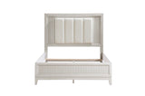 Florence Antique White Upholstered LED Panel Bedroom Set bed in bedroom view
