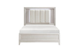 Florence Antique White Upholstered LED Panel Bed bedroom perspective