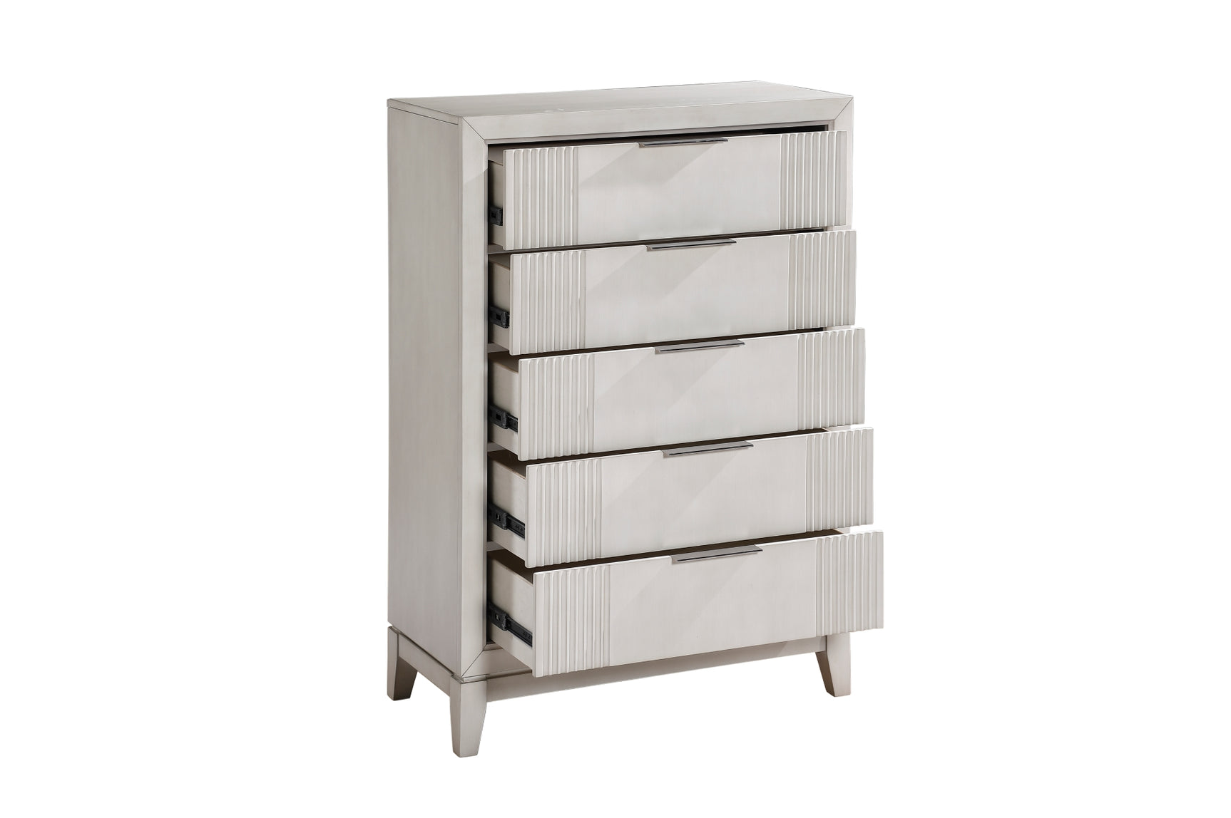 Florence Antique White Upholstered LED Panel Bed main view