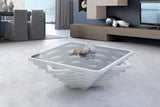 Gina White coffee table, side angle showing 15.75 inch height