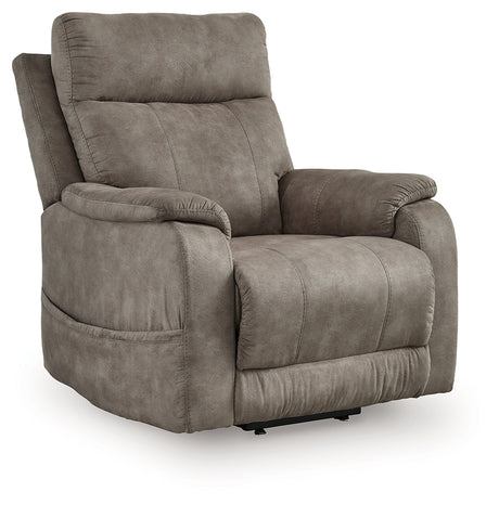 Crestmeade Fossil Faux Leather Power Lift Recliner front angle view