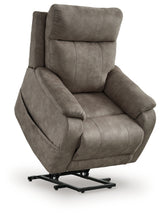 Front view of Crestmeade Fossil Faux Leather Power Lift Recliner