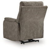 Back view of Crestmeade Fossil Faux Leather Power Lift Recliner