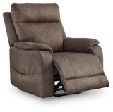 Side view of Crestmeade Espresso Faux Leather Power Lift Recliner