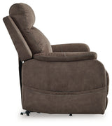Side angle of Crestmeade Espresso Faux Leather Power Lift Recliner