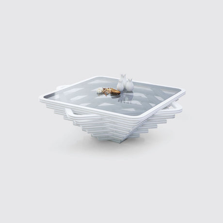 Gina White coffee table, top view showing square shape