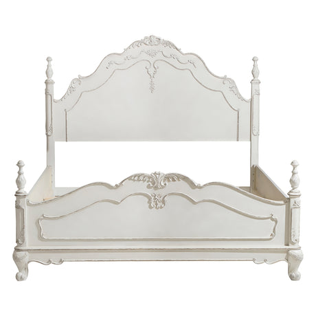 Close-up of Cinderella Queen Bed carved finial and floral motif
