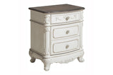Cinderella Antique White Youth Panel Bedroom Set - Side angle with bed and dresser