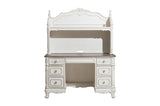 Writing desk surface with keyboard tray and floral motif hardware
