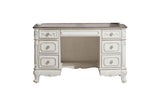 Full desk and hutch side angle showing scalloped edges