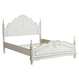 Cinderella full bed antique white gray rub-through angled side view