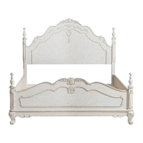Cinderella full bed antique white gray rub-through front view