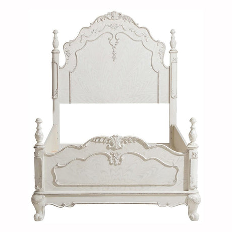 Cinderella Twin Bed front view showing curved headboard and footboard with floral carvings
