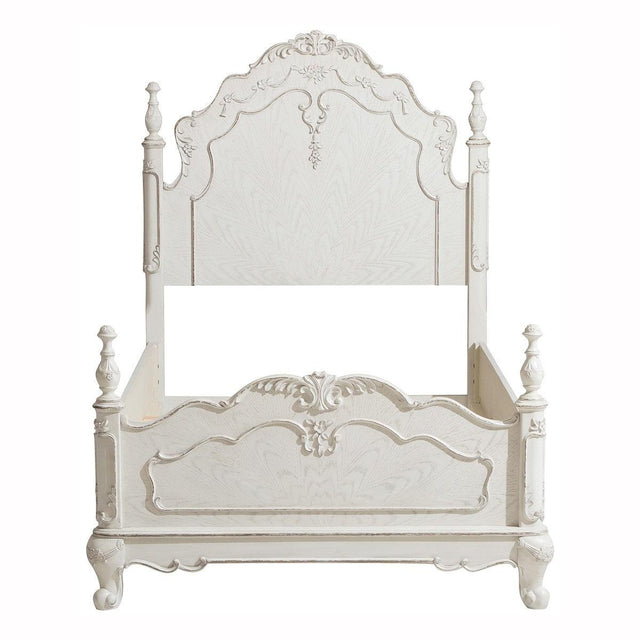 Cinderella Twin Bed front view showing curved headboard and footboard with floral carvings