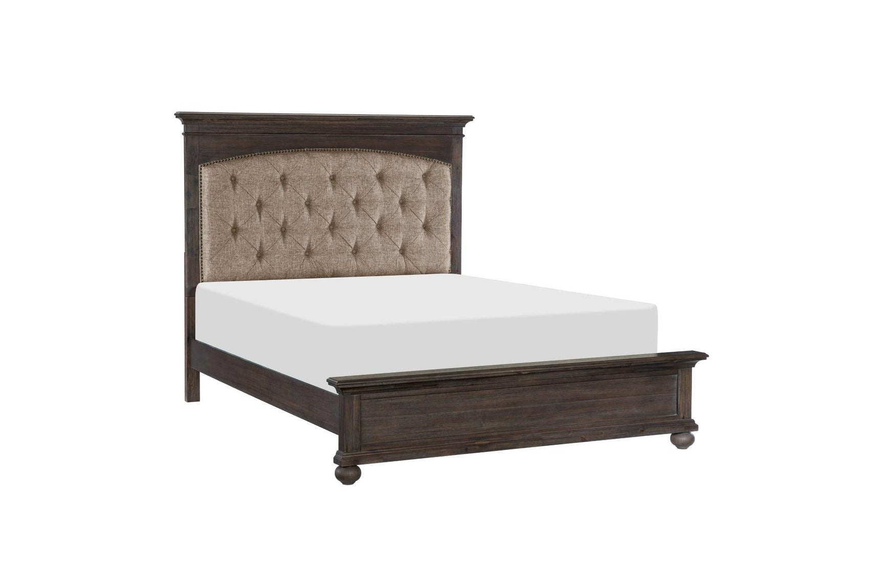 Angled bedroom view of Motsinger brown bedroom set bed