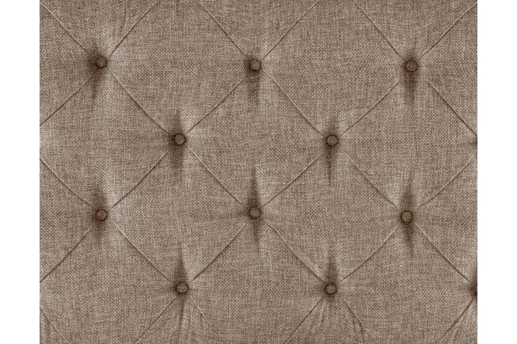 Side view showing fabric upholstery and solid wood frame
