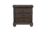Bedroom view of complete Motsinger brown tufted panel bedroom set