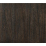 Detailed view of acacia wood grain on bed frame finish