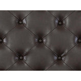 Fabric detail of dark brown faux leather upholstery