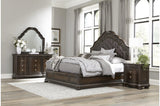 Main view of Beddington Dark Cherry Faux Leather Tufted Sleigh Bed