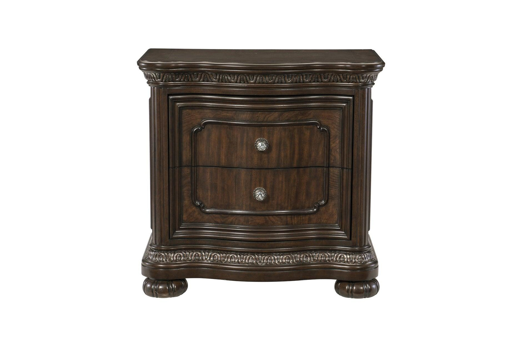 Front main view of Beddington dresser and mirror in dark cherry finish
