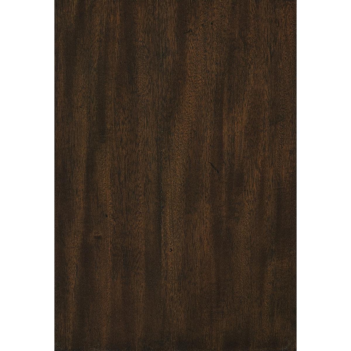 Close-up showing dark cherry finish on primavera veneer