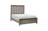 Bedroom perspective of Newell Gray Two-Tone Fabric Upholstered Panel Bed