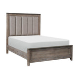 Newell Light Brown Fabric Upholstered Queen Bed, angled side view