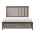 Newell Light Brown Oak Fabric Upholstered King Bed front view