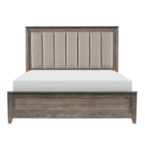 Newell Light Brown Oak Fabric Upholstered King Bed front view