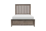 Side angle of Newell Gray Two-Tone Fabric Upholstered Panel Bed