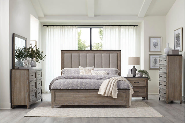 Newell Gray Two-Tone Fabric Upholstered Panel Bed main view