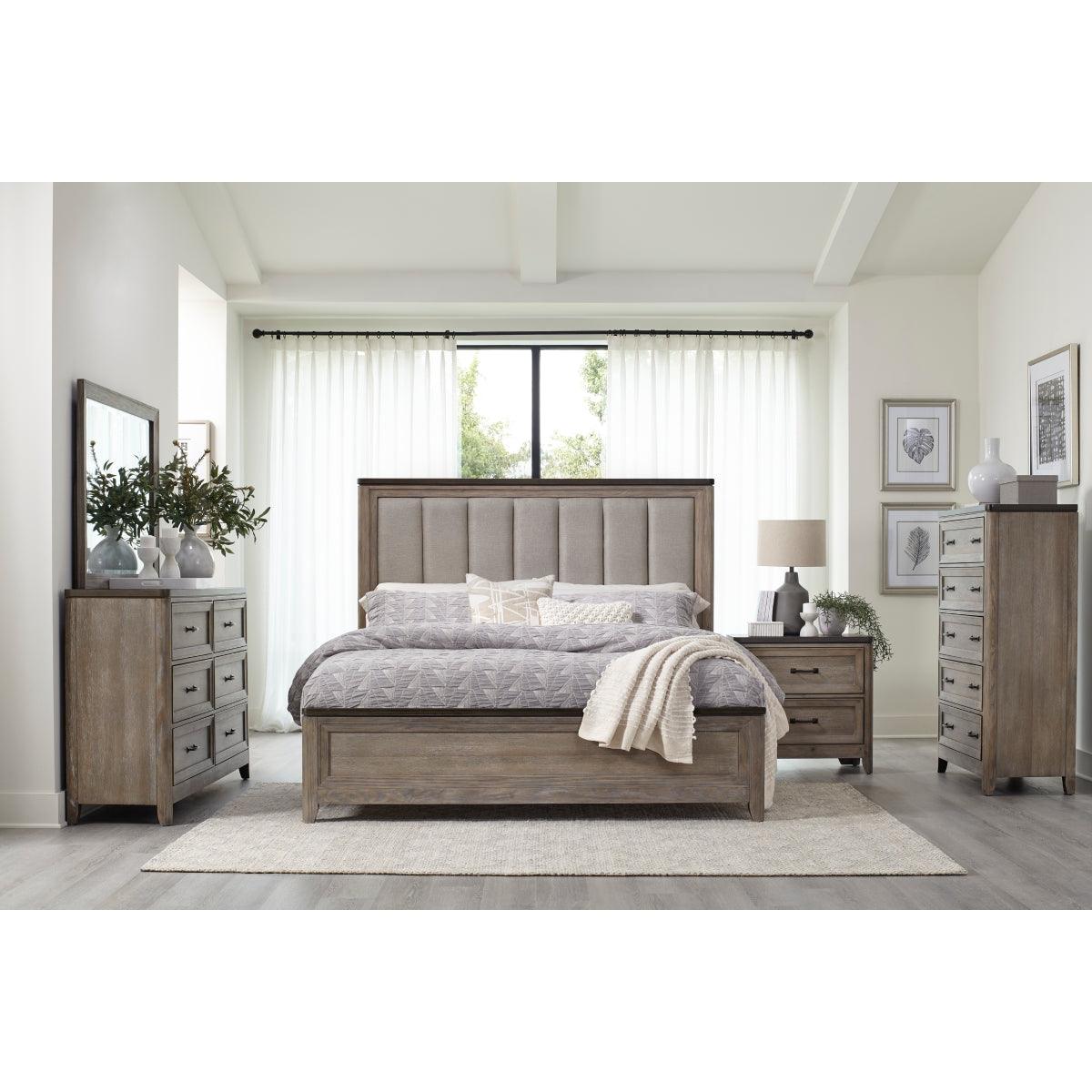 Top view of headboard and wood frame of Newell King Bed