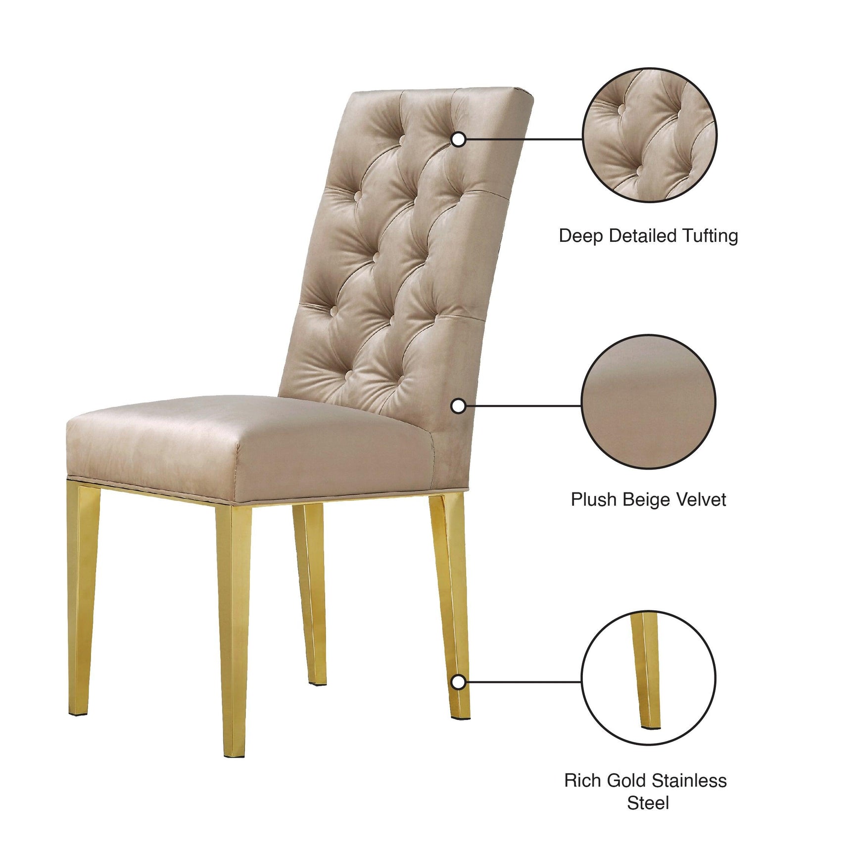 Capri Beige Velvet Dining Chair - Ella Furniture