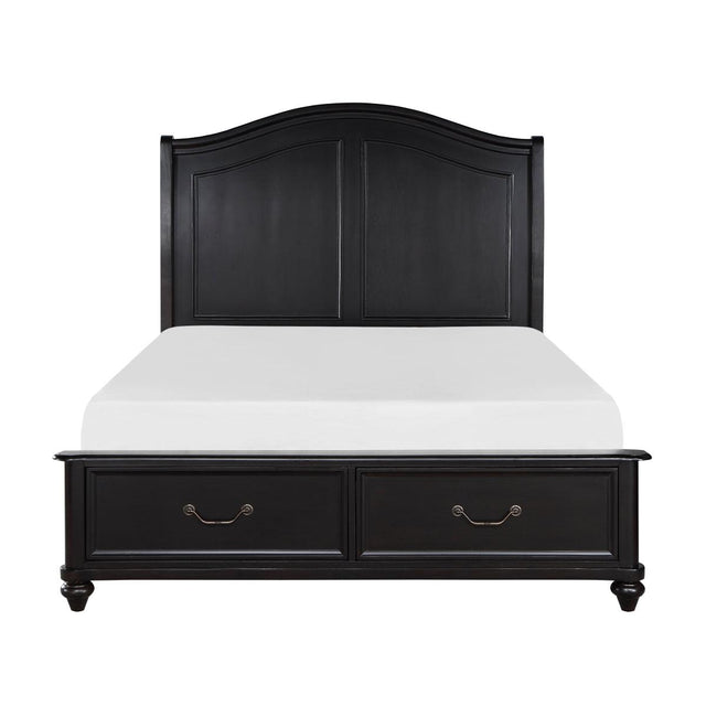 Herman Charcoal Brown Upholstered King Platform Bed front view