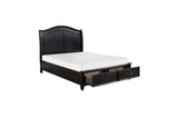 Front view of Herman Charcoal Brown upholstered bed with nightstand