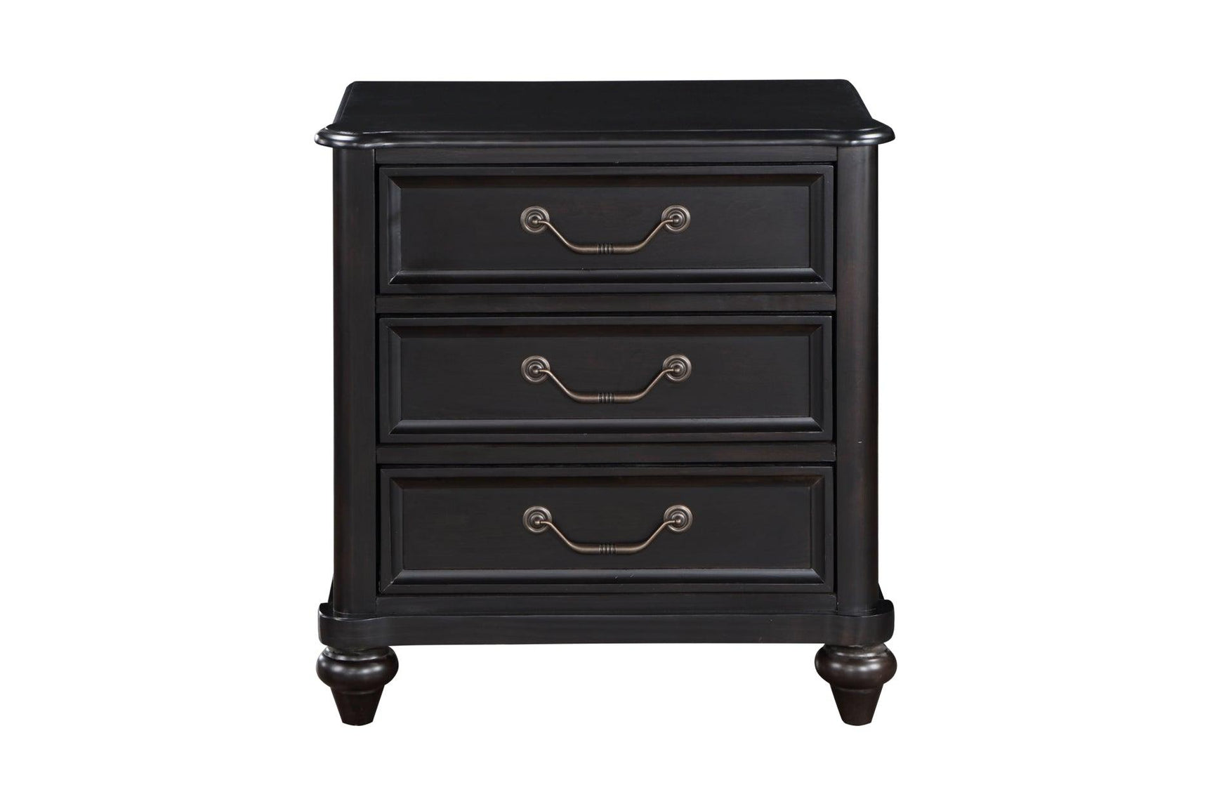 Side view of Herman Charcoal Brown upholstered bed with dresser