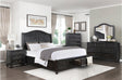 Front view of Herman Charcoal Brown upholstered bed